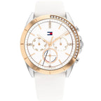 Tommy Hilfiger Kennedy 1782388 Women's Silver & Gold Case White Rubber Watch