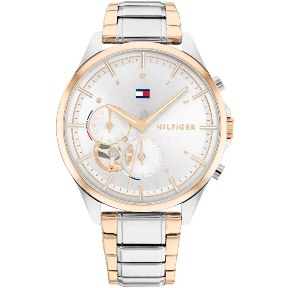 Tommy Hilfiger Quinn 1782415 Two-Tone Silver & Rose Gold Semi-Skeleton Women's Watch