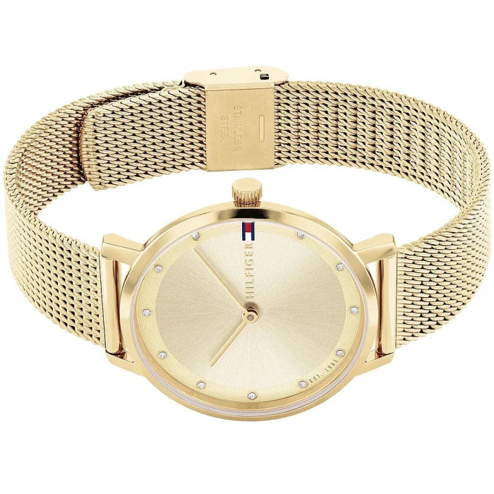 Tommy Hilfiger Pippa 1782728 Full Gold Mesh Crystal Markers Women's Watch