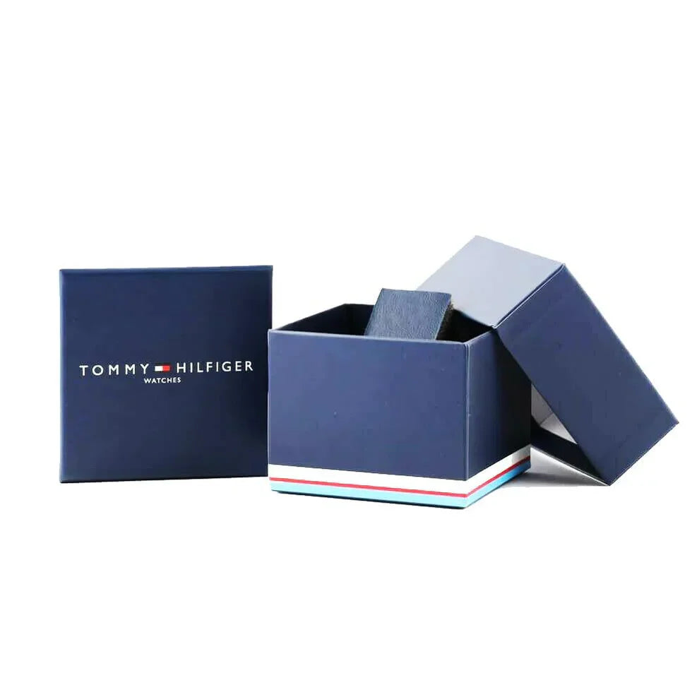 Tommy Hilfiger Decker 1791351 Silver Case Black Dial Red Silicone Men's Watch