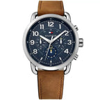 Tommy Hilfiger Briggs 1791424 Silver Case Navy Blue Dial Brown Leather Men's Watch