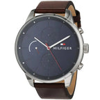Tommy Hilfiger Chase 1791487 Silver Case Blue Dial Brown Leather Men's Watch
