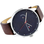 Tommy Hilfiger Chase 1791487 Silver Case Blue Dial Brown Leather Men's Watch
