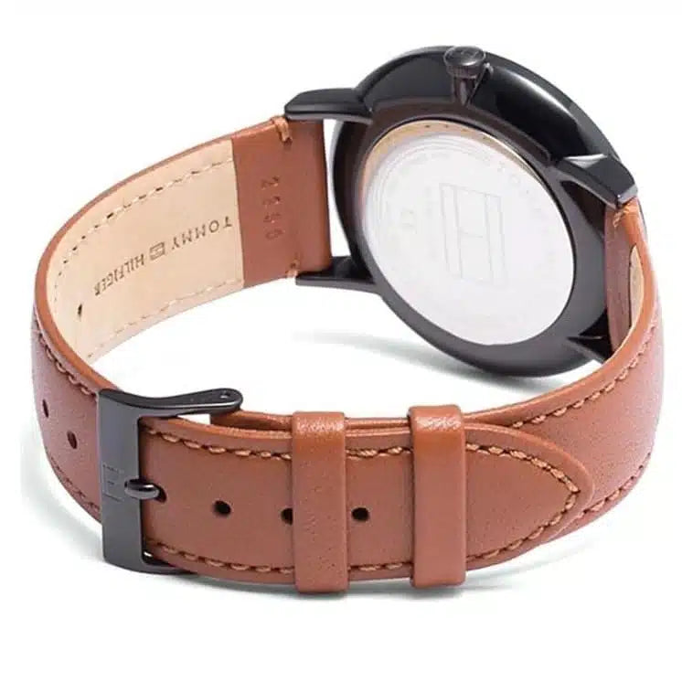 Tommy Hilfiger Brooklyn 1791510 Black Case Black Dial Light Brown Leather Men's Watch