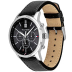 Tommy Hilfiger Kyle 1791630 Silver Case Black Dial Black Leather Men's Watch
