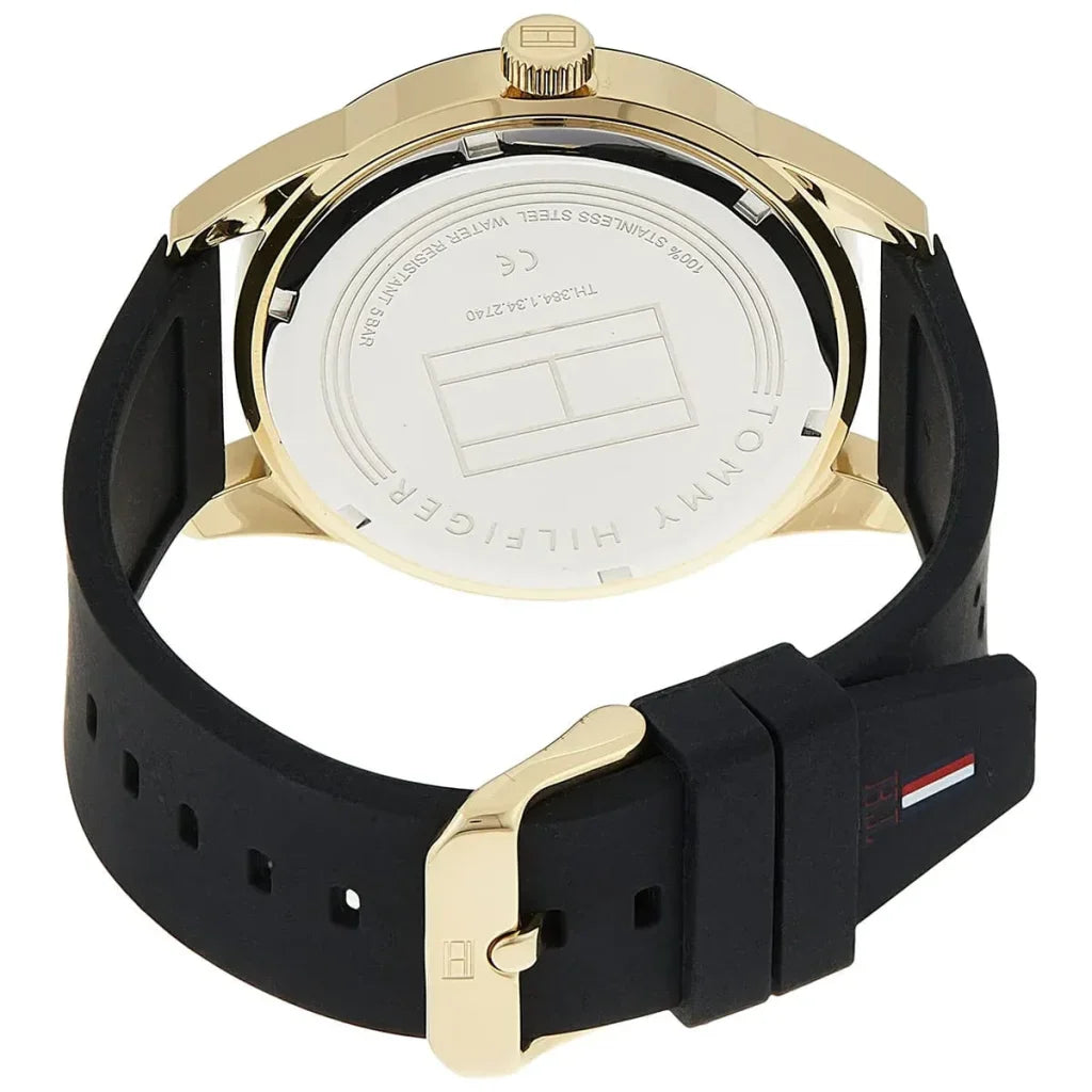 Tommy Hilfiger Austin 1791636 Gold Case Black Dial Black Silicone Men's Watch