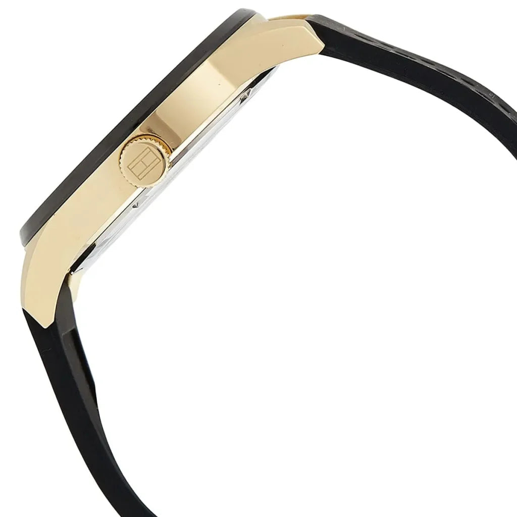 Tommy Hilfiger Austin 1791636 Gold Case Black Dial Black Silicone Men's Watch
