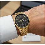 Tommy Hilfiger West 1791708 Gold Case Black Dial Gold Stainless Steel Men's Watch