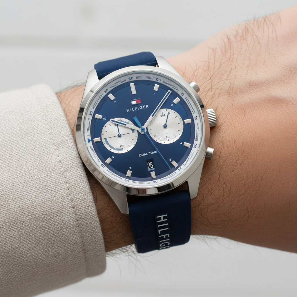 Tommy Hilfiger Bennett 1791781 Silver Case Blue Dial Blue Silicone Men's Watch