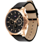 Tommy Hilfiger Jameson 1791798 Rose Gold Case Black Dial Black Leather Men's Watch