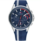 Tommy Hilfiger Aiden 1791859 Silver Case Blue Dial Blue Silicone Men's Watch