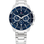 Tommy Hilfiger Jordan 1792094 Silver Case Blue Dial Dual Time Men's Watch