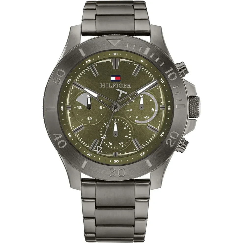 Tommy Hilfiger Bryan 1792115 Men's Gunmetal Case Green Dial Watch