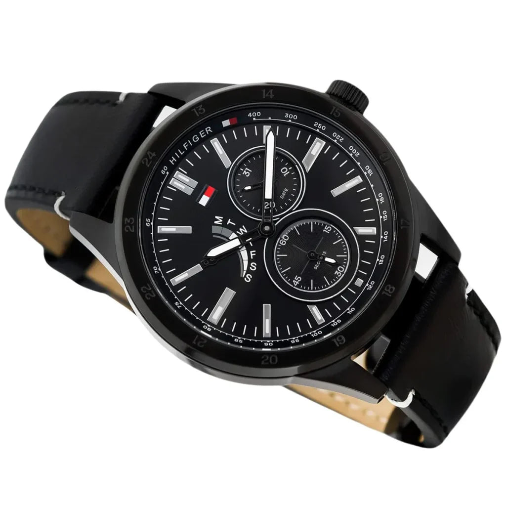 Original Tommy Hilfiger Austin Men's Watch - Black Case & Black Leather (1791638)