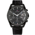 Original Tommy Hilfiger Baker Men's Watch - All Black Case & Leather Strap (1710452)