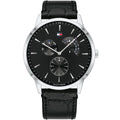 Original Tommy Hilfiger Men's Watch - Silver Case & Black Leather (1710391)