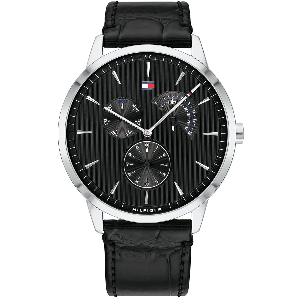 Original Tommy Hilfiger Men's Watch - Silver Case & Black Leather (1710391)
