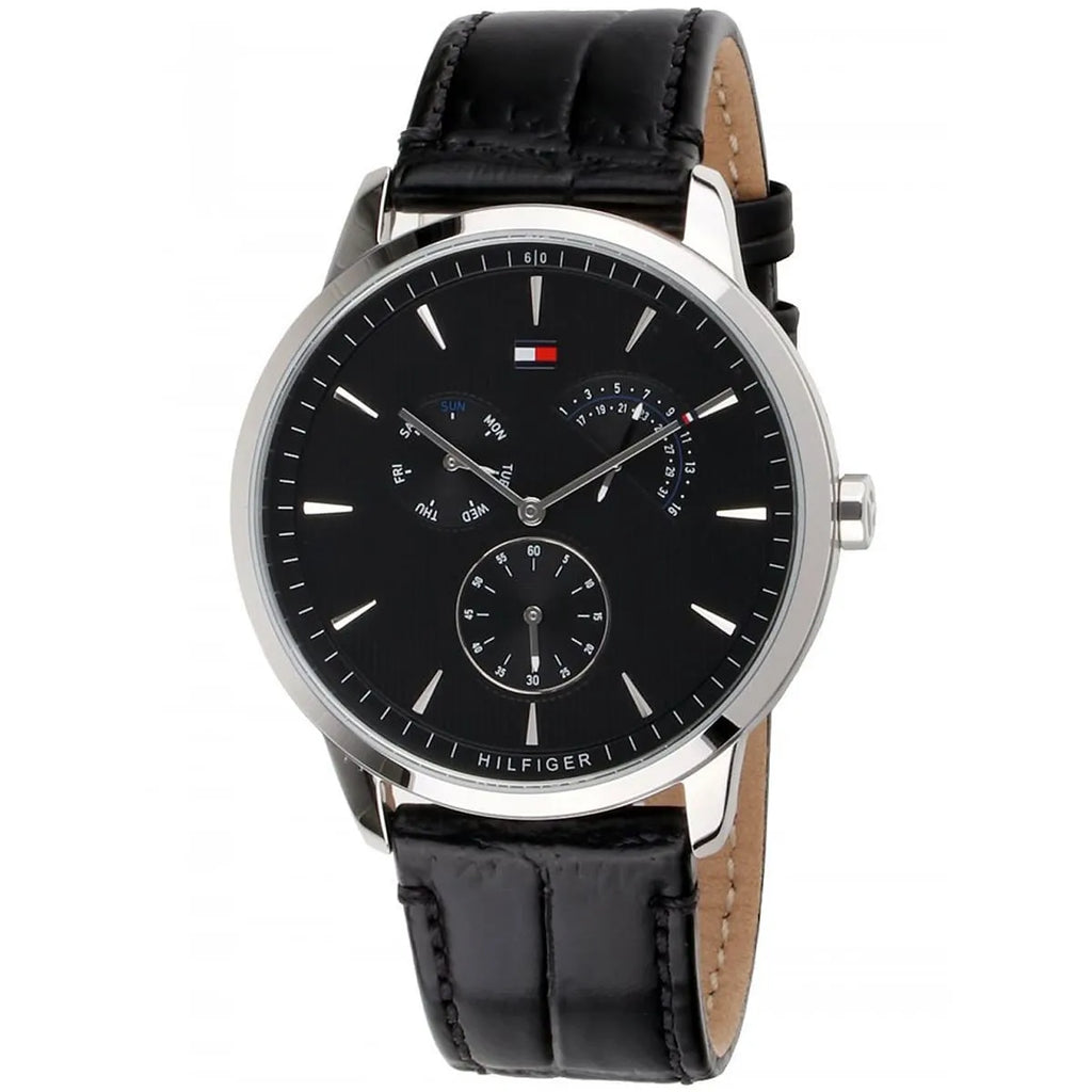 Original Tommy Hilfiger Men's Watch - Silver Case & Black Leather (1710391)