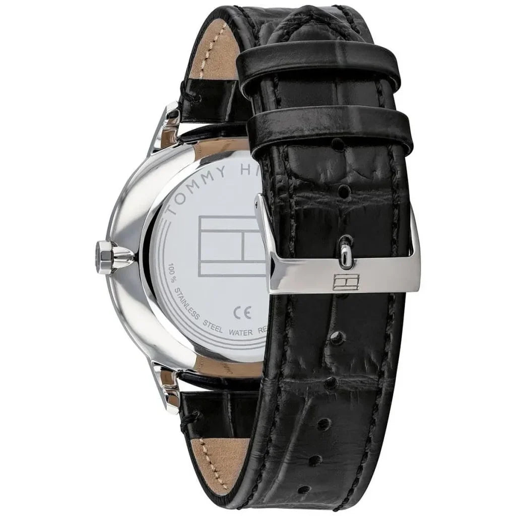 Original Tommy Hilfiger Men's Watch - Silver Case & Black Leather (1710391)