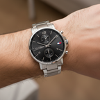 Original Tommy Hilfiger Daniel Men's Watch - Silver Steel & Black Dial (1710413)