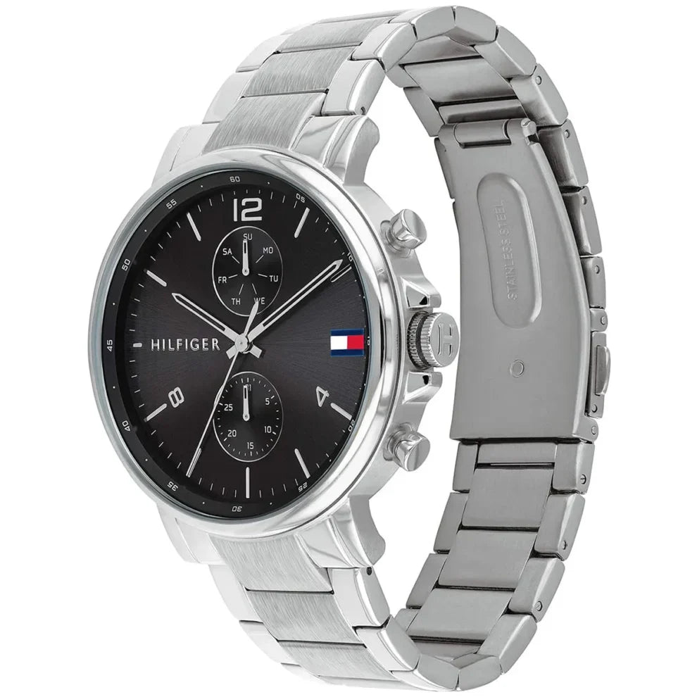 Original Tommy Hilfiger Daniel Men's Watch - Silver Steel & Black Dial (1710413)