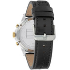 Tommy Hilfiger Henry 1710474 Silver & Gold-Tone Skeleton Black Leather Men's Watch