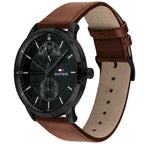 Original Tommy Hilfiger Hunter Men's Watch - Black Case & Brown Leather (1791604)