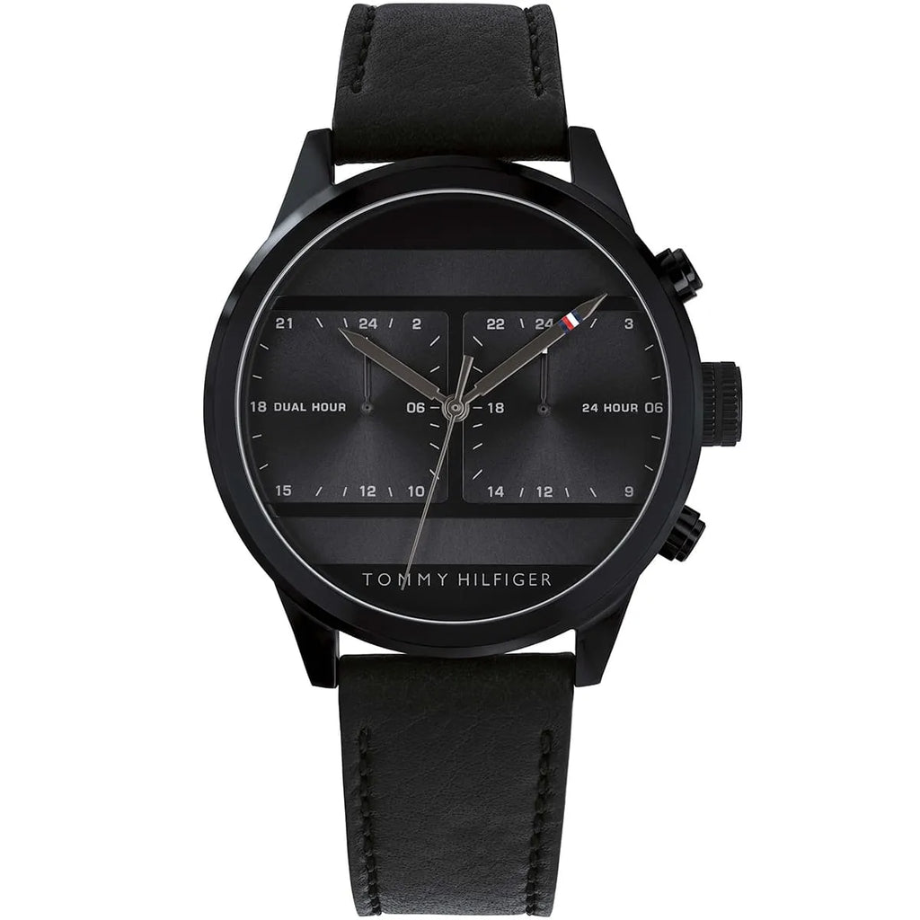Original Tommy Hilfiger Icon Men's Watch - All Black Case & Leather Strap (1791595)