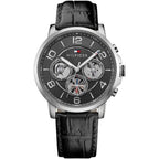 Original Tommy Hilfiger Men's Watch - Silver Case & Black Leather (1791289)