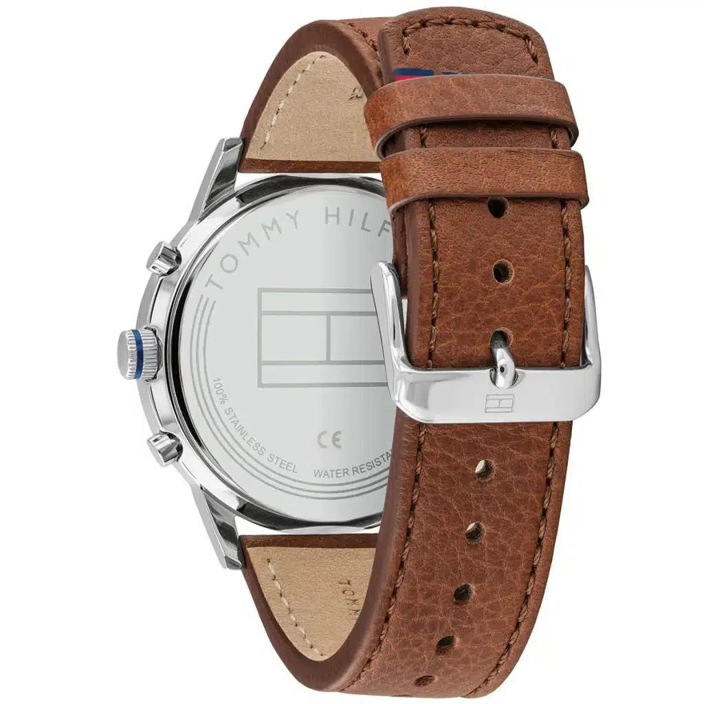 Original Tommy Hilfiger Men's Watch - Silver Case & Light Brown Leather (1791629)