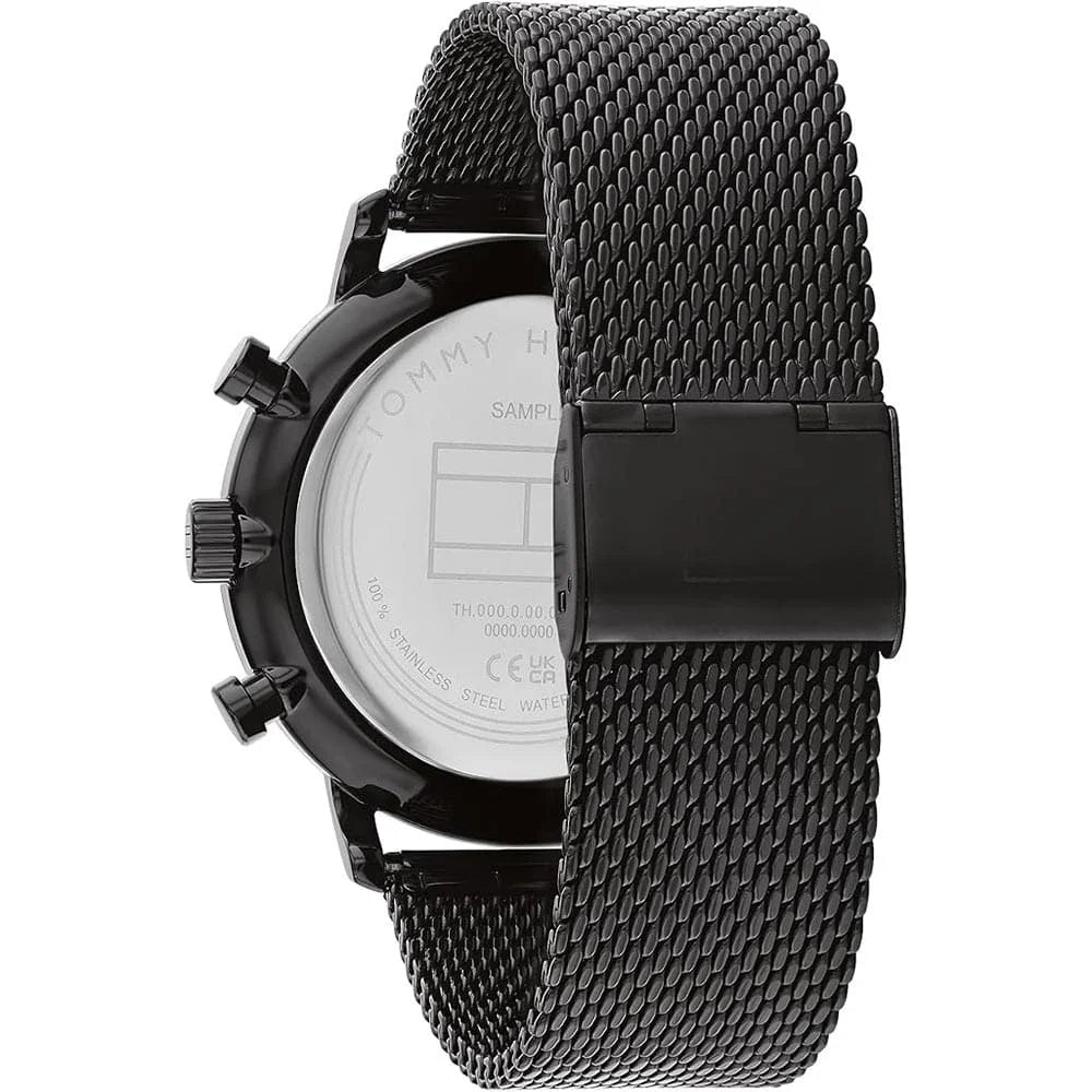 Original Tommy Hilfiger Legend Men's Watch - Black Mesh Steel & Beige Skeleton Dial (1710568)