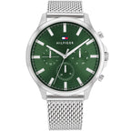 Original Tommy Hilfiger Ryder Men's Watch - Silver Mesh Steel & Green Dial (1710499)