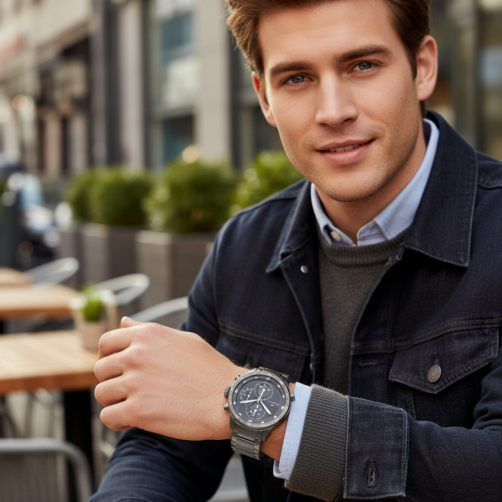 Original Tommy Hilfiger Shawn Men's Watch - Gunmetal Steel & Black Dial (1791806)