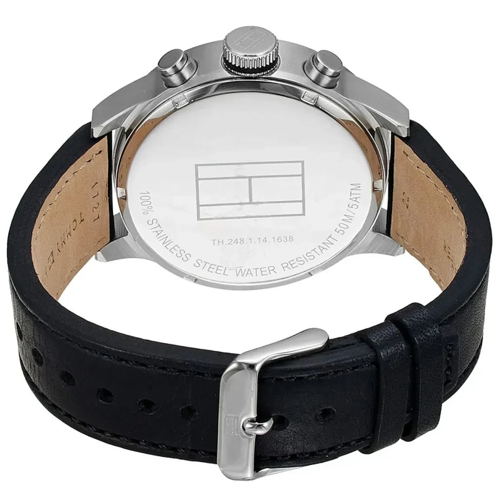 Original Tommy Hilfiger Men's Watch - Silver Case & Black Leather (1791050)