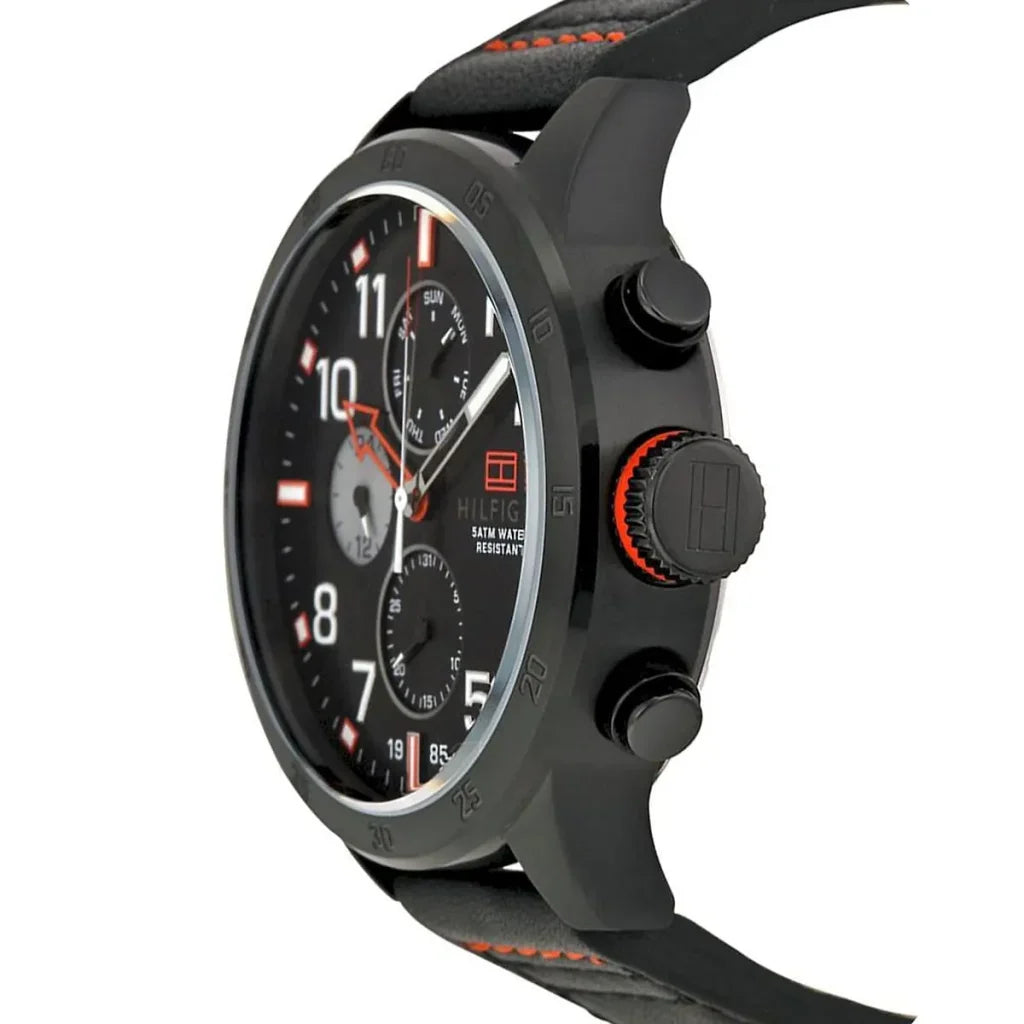 Original Tommy Hilfiger Men's Watch - Black Case & Black Leather (1791136)