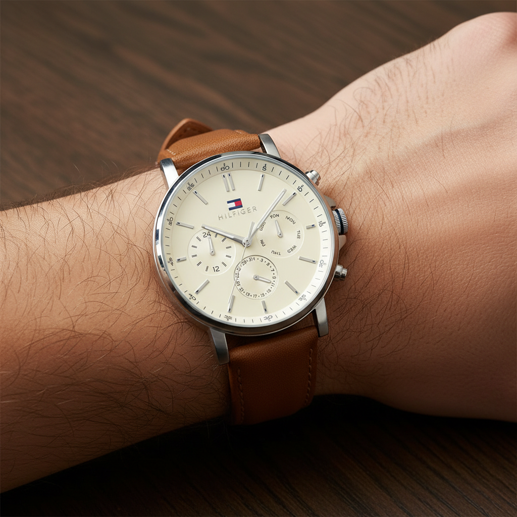 Original Tommy Hilfiger Tyson Men's Watch - Silver Case & Tan Leather (1792143)