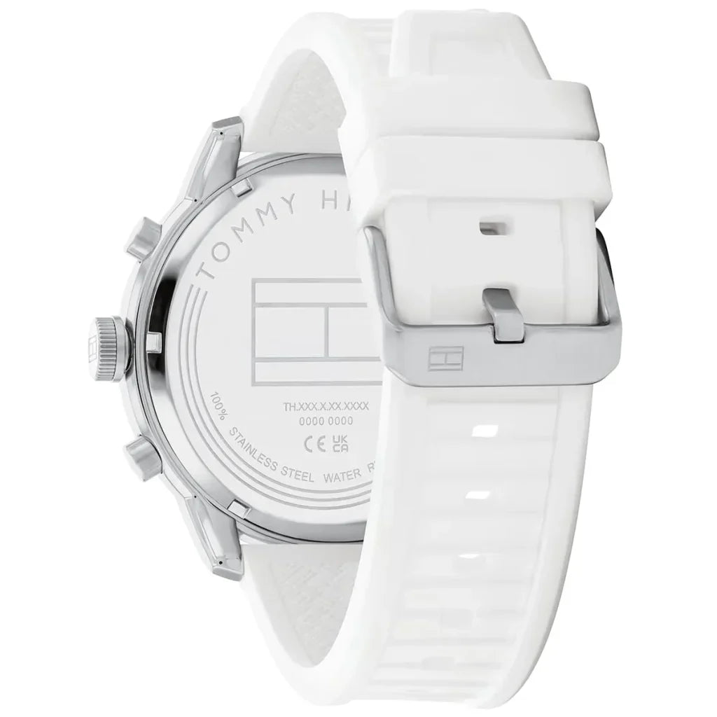Original Tommy Hilfiger Wild Men's Watch - Silver Case & White Rubber Strap (1792072)