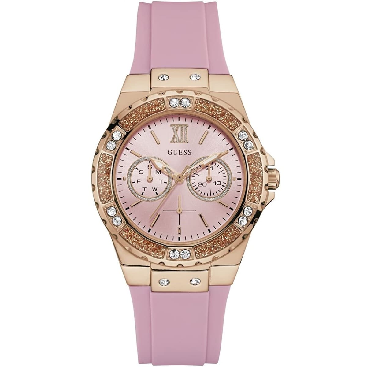 Guess Limelight W1053L3 Multi-Function Pink Dial Women's Pink Rubber Watch