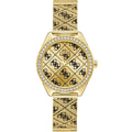 Guess Claudia W1279L2 Gold Case Crystal Bezel 4G Logo Gold Mesh Women's Watch