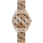 Guess Claudia W1279L3 Rose Gold Case Crystal Bezel 4G Logo Rose Gold Mesh Women's Watch